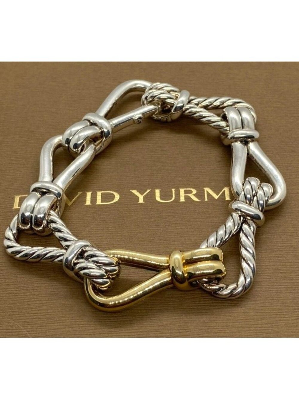 David Yurman 14mm Thoroughbred Loop Chain Bracelet 925 750 - Picture 10 of 12